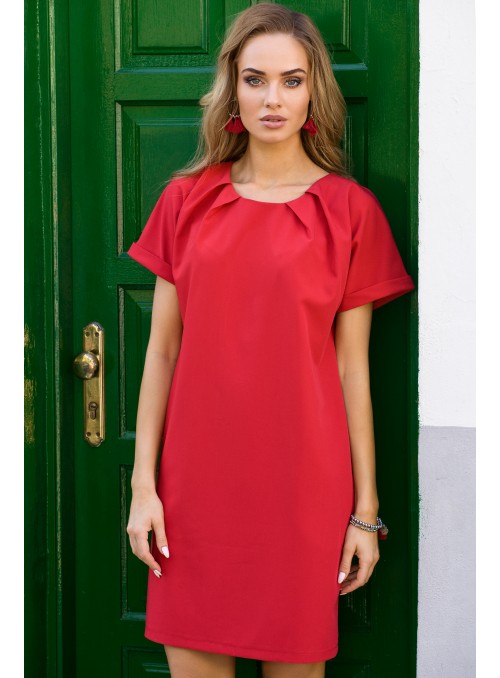 Raudona trumparankovė suknelė