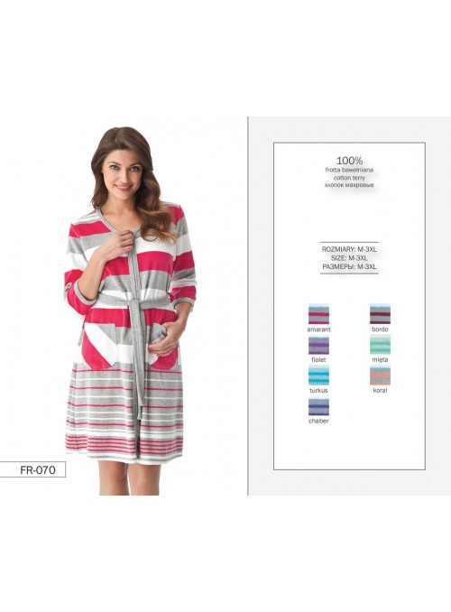 Szlafrok Cate FR-070 Amarant w paski