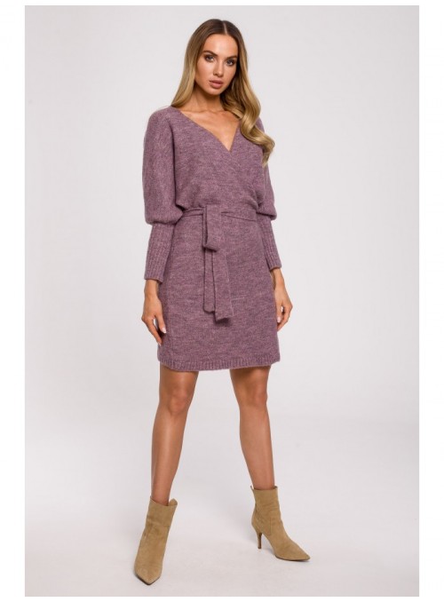 Violetinė megztinio tipo suknelė M631
