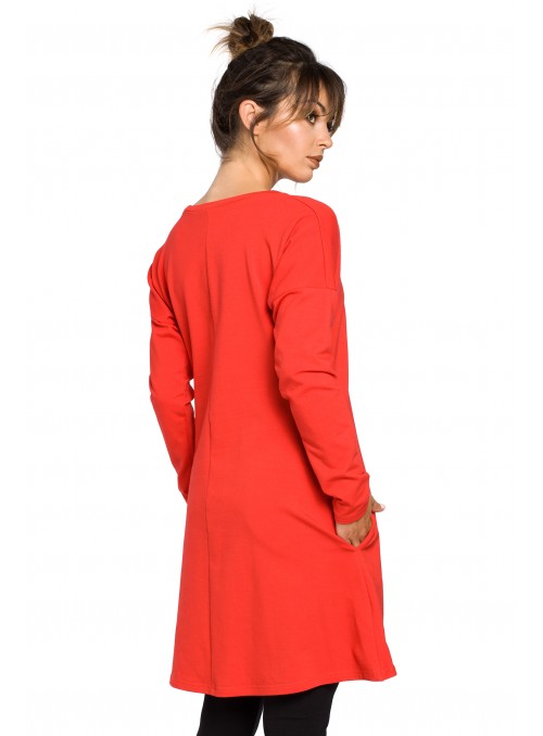 Raudona suknelė-tunika