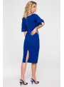 Mėlyna susiaučiama suknelė pūstomis rankovėmis K152