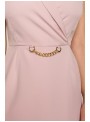 Rožinė švarkelio formos suknelė su dekoratyvine grandine K149