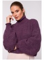 Violetinis trumpas megztinis su golfu K124