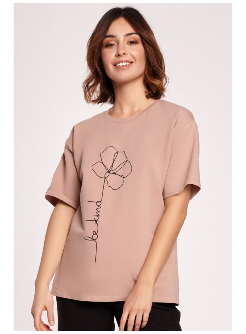 Mocca marškinėliai su gėlių atspaudu B187