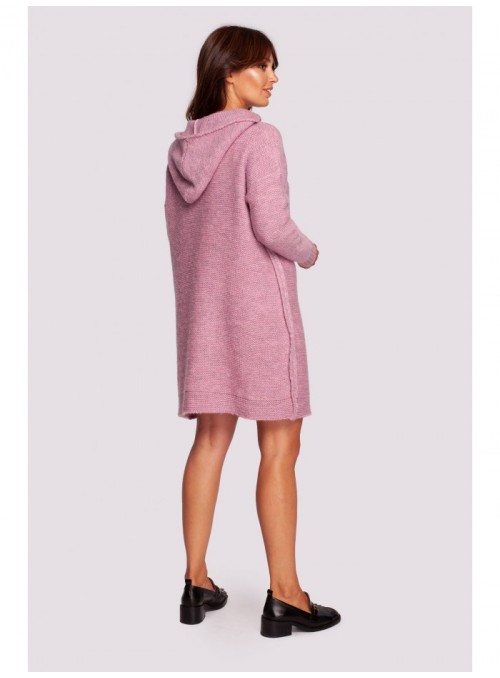 Rožinis megztinis/suknelė su gobtuvu BK089