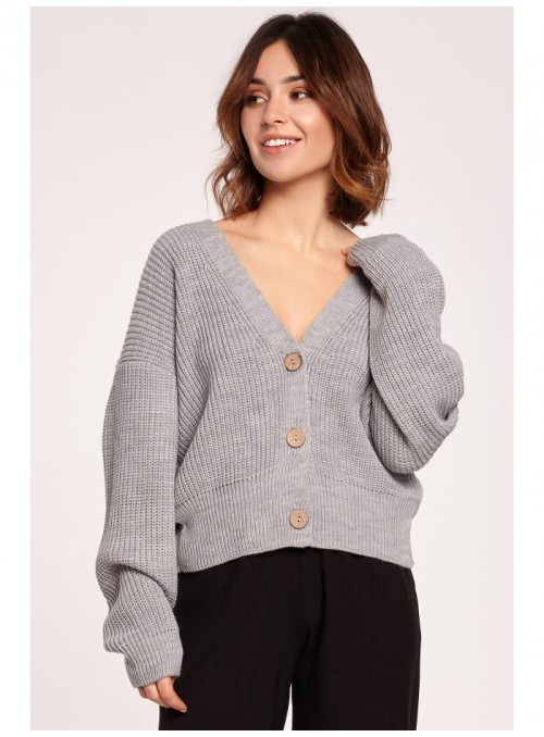 Pilkas megztinis su sagomis priekyje BK067