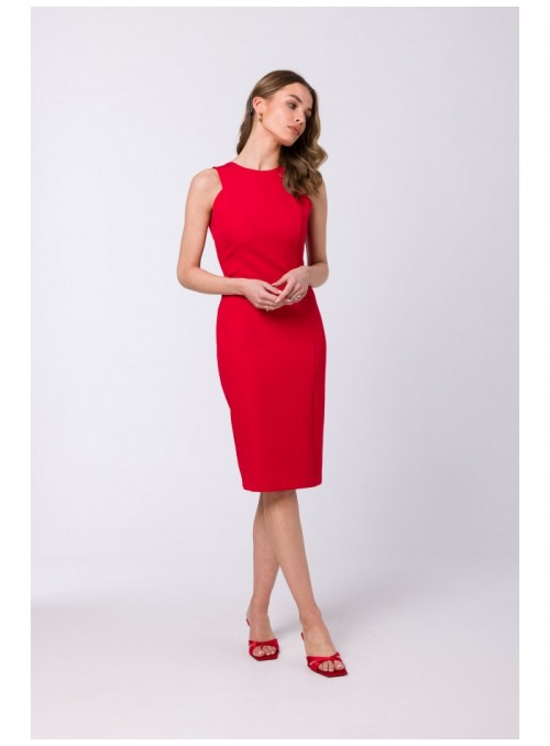 Raudona suknelė be rankovių S342