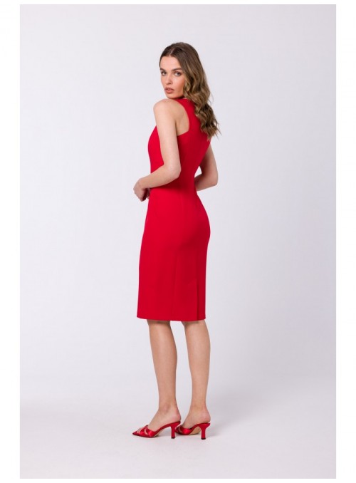 Raudona suknelė be rankovių S342