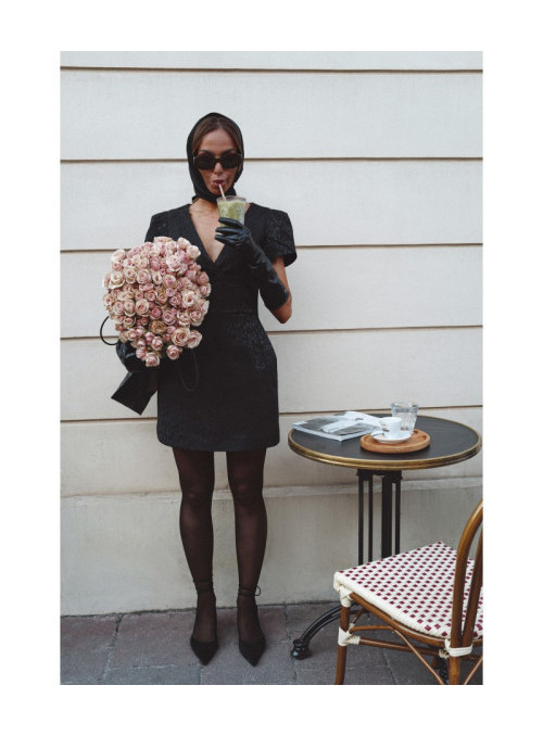 M882 Žakardinė mini suknelė - juoda