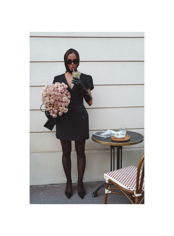 M882 Žakardinė mini suknelė - juoda