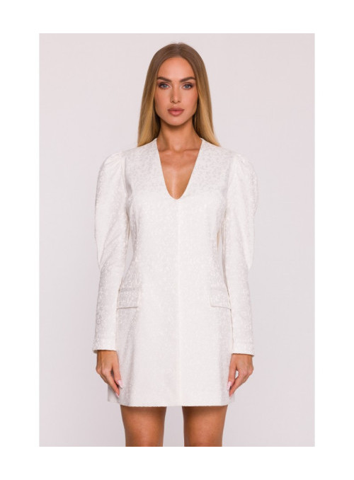 M881 Žakardinė margaspalvė suknelė - kreminė