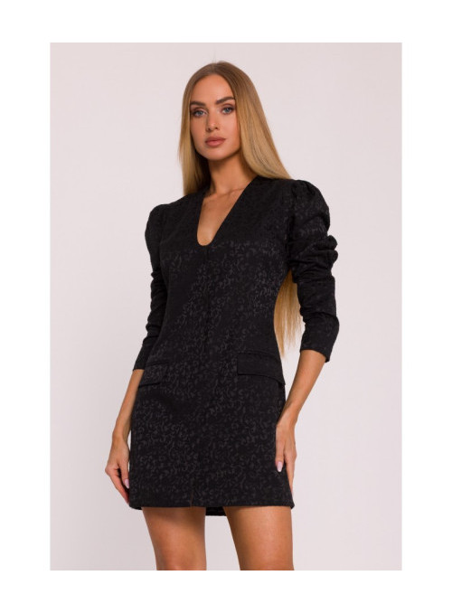 M881 Žakardinė margaspalvė suknelė - kreminė