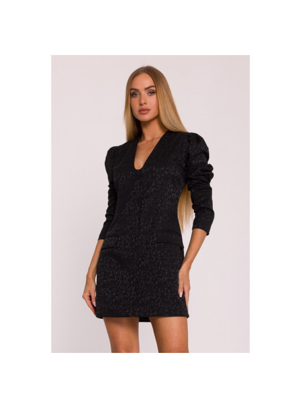 M881 Žakardinė margaspalvė suknelė - kreminė