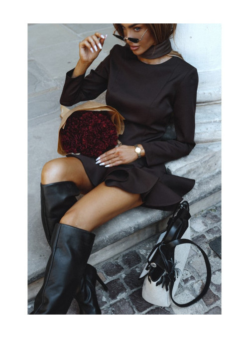 M880 Suknelė su raukiniais - ruda