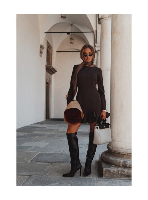 M880 Suknelė su raukiniais - ruda