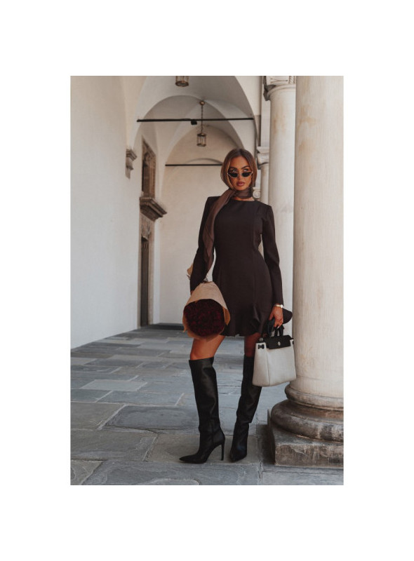 M880 Suknelė su raukiniais - ruda