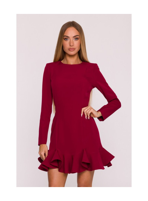 M880 Suknelė su raukiniais - bordo spalvos