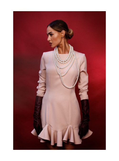 M880 Suknelė su raukiniais - smėlio spalvos spalvos