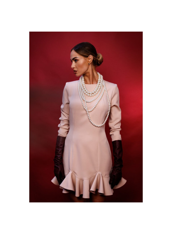 M880 Suknelė su raukiniais - smėlio spalvos spalvos