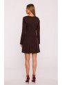 Suknelė su kontrastingomis klostėmis - ruda