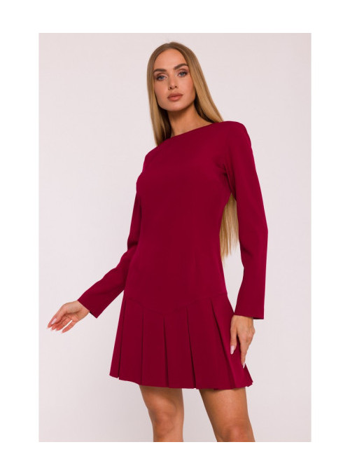 Suknelė su kontrastingomis klostėmis - bordo