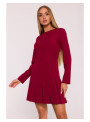Suknelė su kontrastingomis klostėmis - bordo
