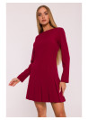 M872 Suknelė su kontrastingomis klostėmis - bordo spalvos