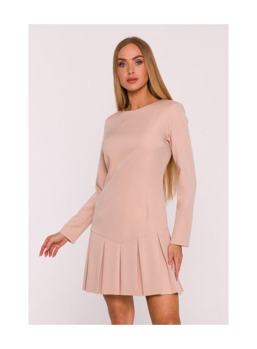 Suknelė su kontrastingomis klostėmis - bordo