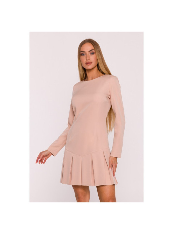 Suknelė su kontrastingomis klostėmis - bordo