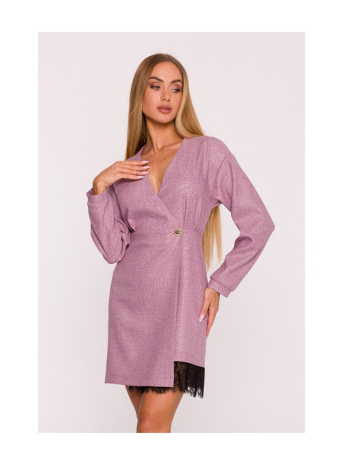 Tvido suknelė su nėriniais - marsala