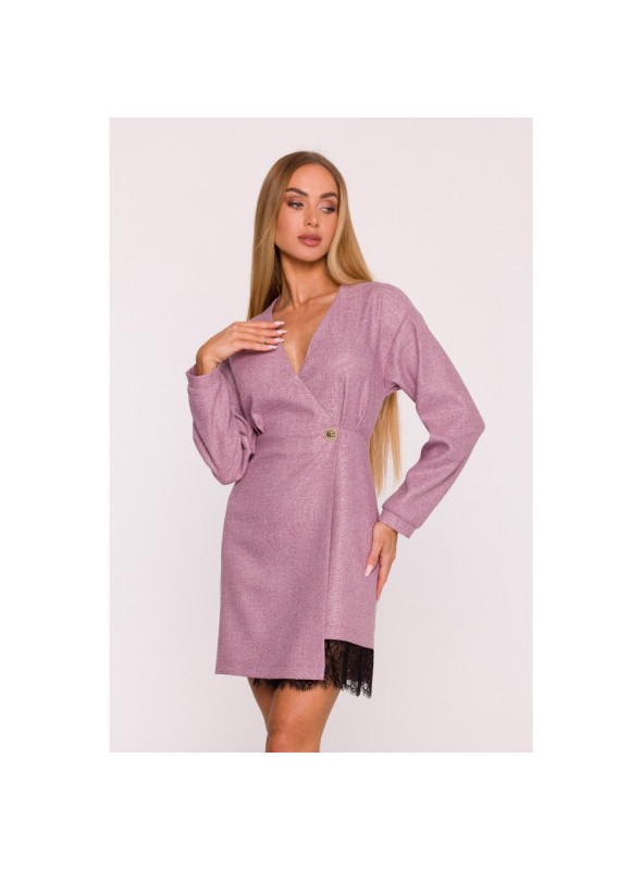 Tvido suknelė su nėriniais - marsala