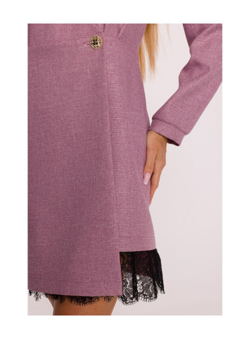 Tvido suknelė su nėriniais - marsala