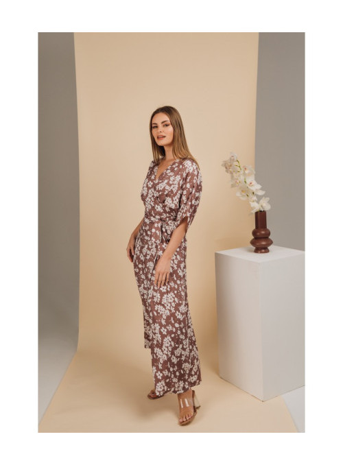 Raštuota maxi suknelė su voku - 2 modelis