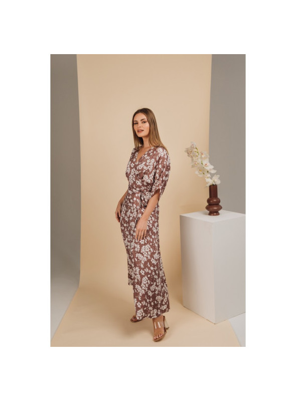 Raštuota maxi suknelė su voku - 2 modelis