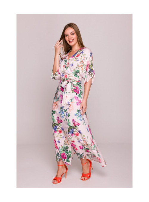 Raštuota maxi suknelė su voku - 2 modelis