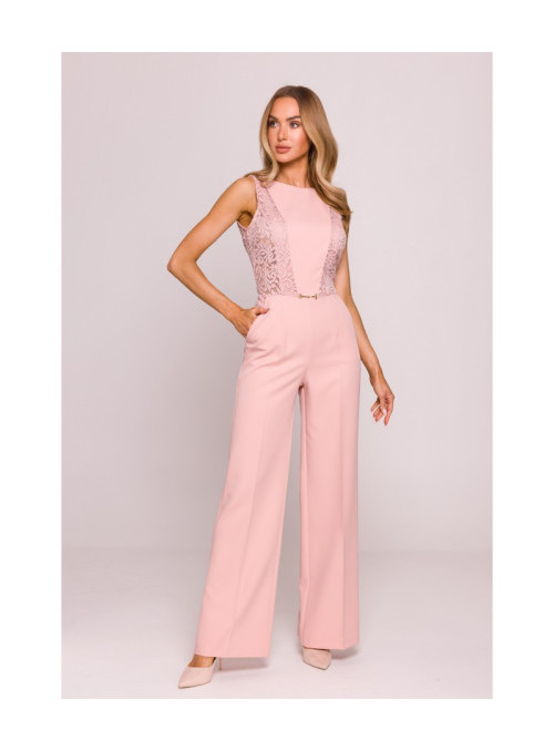 Kombinezonas su nėrinių intarpais - pudros mėlyna