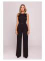 Kombinezonas su nėriniuotais intarpais - juodos spalvos