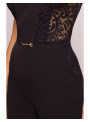 Kombinezonas su nėriniuotais intarpais - juodos spalvos