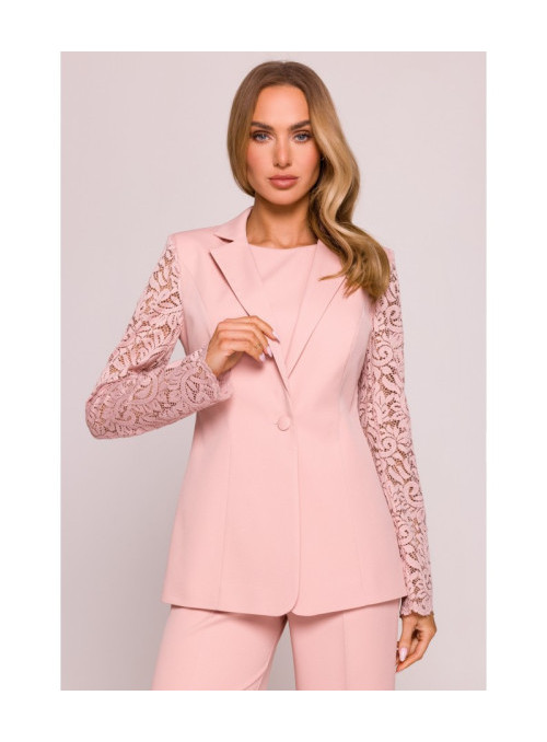 Striukė su nėriniuotomis rankovėmis - pudros mėlyna