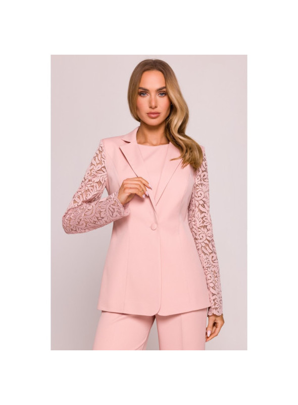 Striukė su nėriniuotomis rankovėmis - pudros mėlyna