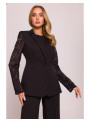 Striukė su nėriniuotomis rankovėmis - juoda