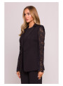Striukė su nėriniuotomis rankovėmis - juoda