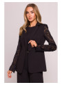 Striukė su nėriniuotomis rankovėmis - juoda